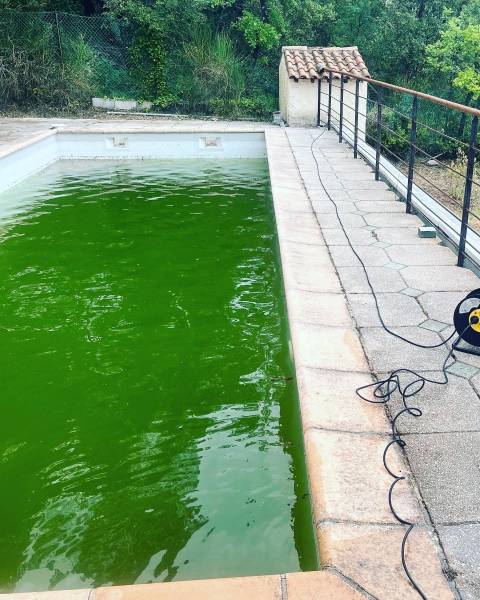 Piscine avant nettoyage au thoronet 83